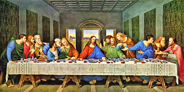 Colourful painting of the last supper